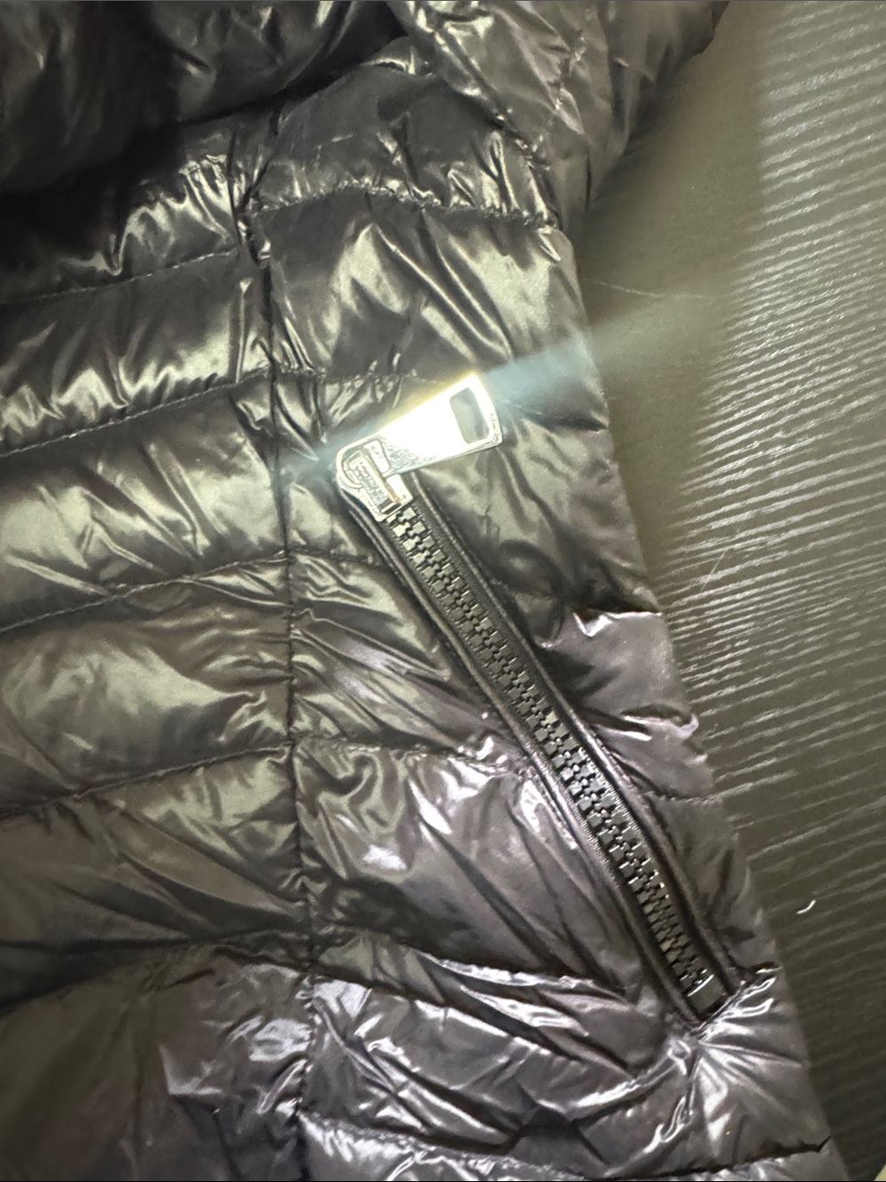 Calvin Klein Glossy Black Hooded Puffer Coat - Picture 6 of 8